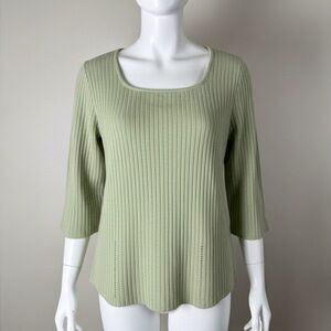 Dressbarn Sage Green Ribbed Knit Top size 14/16